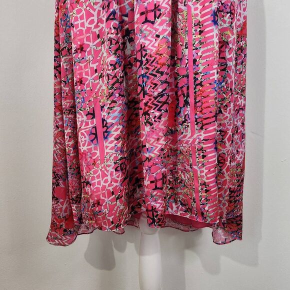 Cynthia Rowley Pink Fit and Flare High Low Dress Size 10 Wedding Guest Dress - Picture 4 of 10